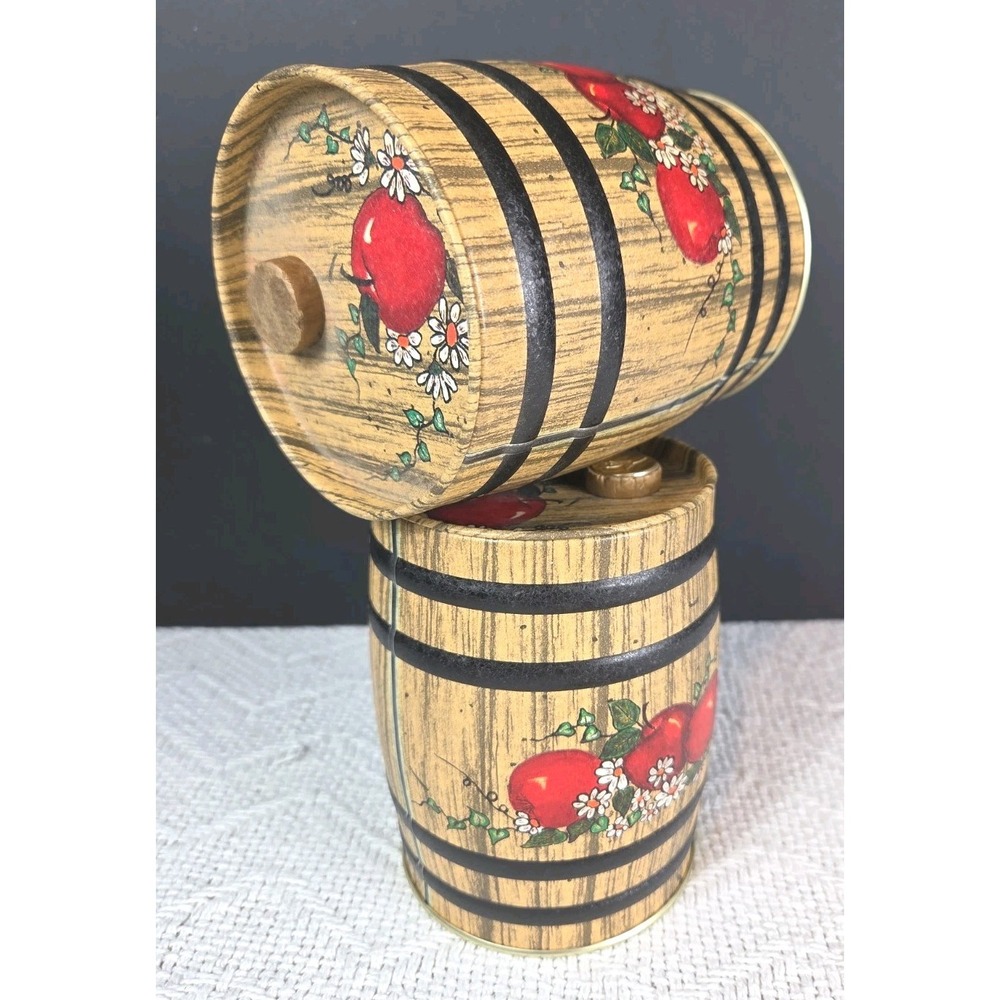 Vintage Silver Crane Co Apple Barrel Confection Tins Set of 2 Cork Top SCC